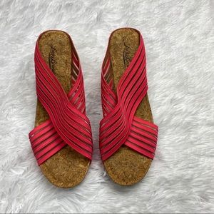 LUCKY BRAND/ pink slip on cork wedges